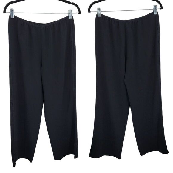 Anne Klein High-rise Wide Leg Dress Pants S Black Elastic Waist Cocktail Evening - Picture 1 of 12